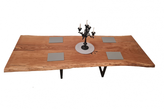 European Oak Dining Room Table Top LiVe Edge UV Lacquered (with Resin) 43mm By 1000mm By 2540mm