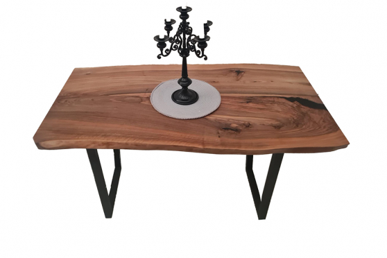 European Walnut Dining Room Table Top LiVe Edge UV Lacquered (with Resin) 35mm By 810mm By 1460mm
