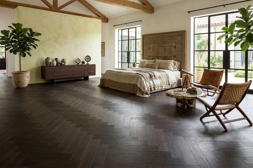 Essenza Rustic Engineered Flooring Oak Herringbone Espresso