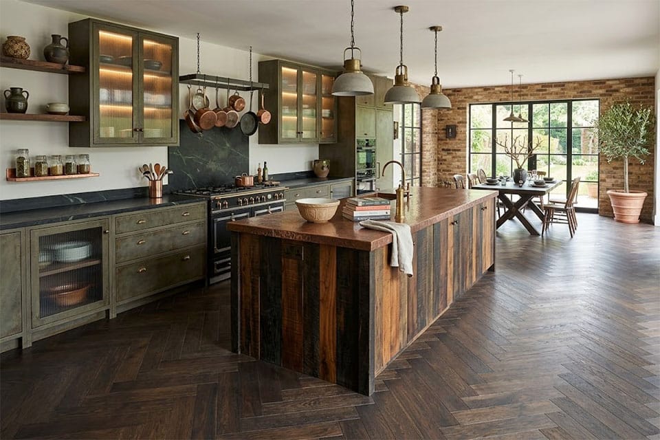 Essenza Rustic Engineered Flooring Oak Herringbone Espresso