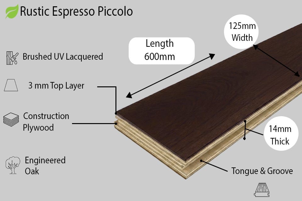 Essenza Rustic Engineered Flooring Oak Herringbone Espresso