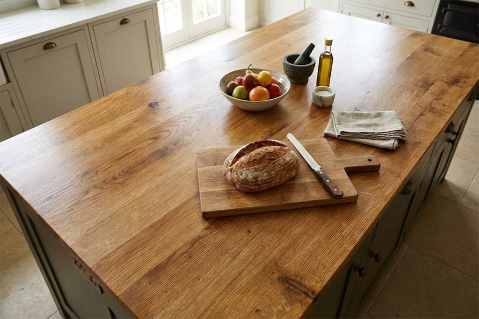 Full Stave Rustic Oak Worktop 40mm By 750mm By 2500mm at Wood and Beyond